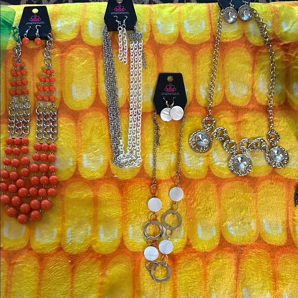 Paparazzi Orange and Silver Necklace Collection
